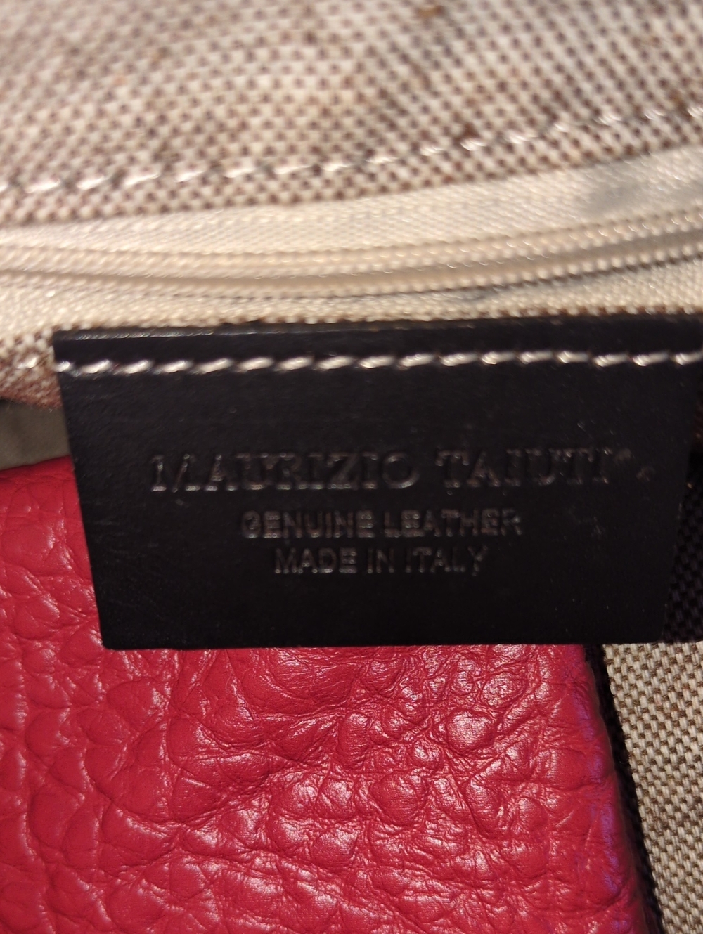 Maurizio Taiuti Red Leather Tassel Drawstring Tote Bag - Picture 6 of 8